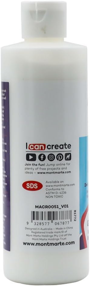 Mont Marte Deco Pudge Craft Varnish Signature 236ml (8 US fl.oz) – Gloss, Multi-Purpose Clear Craft Sealer, Varnish and Decoupage Glue, Ideal for Acrylic Paints, Paper, Wood, Ceramics, Fabrics, Clay