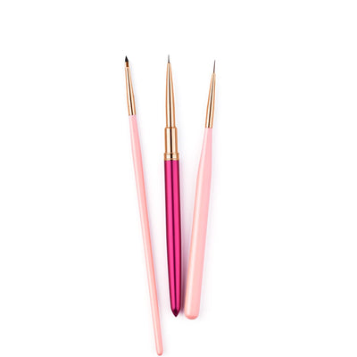 Nail Art Brushes Set, 3PC Mini Nail Art Design Tiny Detailer Brushes, Nail Art Liner Long Striping Brush and 3d Brush For Flower Gel Polish Manicure Salon DIY at Home
