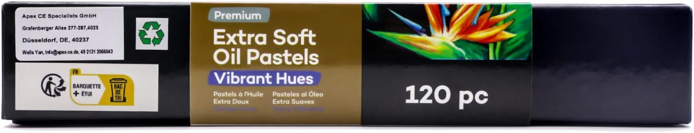Mont Marte Extra Soft Oil Pastels Vibrant Hues Premium 120pc, Assorted Bright Colors, Vibrant, Buttery, Versatile Art Pastels for Blending, Layering & Shading, Art, Craft, Coloring and Sketching