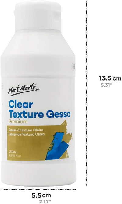 Mont Marte Premium Clear Texture Gesso Acrylic Medium 8.45oz (250ml)