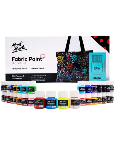 Mont Marte Permanent Fabric Paint Set 8 x 20ml Vivid Colours for Textile, Fabric, T-Shirt, Canvas, Wood, Ceramic, Glass
