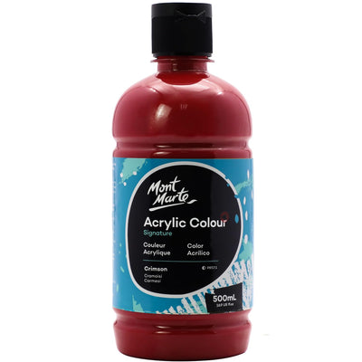 Mont Marte Signature Titanium White Acrylic Paint, 16.9oz (500ml), Semi-Matte Finish, 12 Colors, Suitable for Canvas, Wood, Fabric, Leather, Cardboard, Paper, MDF and Crafts