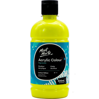 Mont Marte Signature Titanium White Acrylic Paint, 16.9oz (500ml), Semi-Matte Finish, 12 Colors, Suitable for Canvas, Wood, Fabric, Leather, Cardboard, Paper, MDF and Crafts