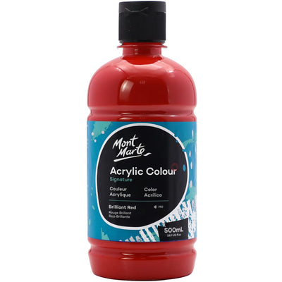 Mont Marte Signature Titanium White Acrylic Paint, 16.9oz (500ml), Semi-Matte Finish, 12 Colors, Suitable for Canvas, Wood, Fabric, Leather, Cardboard, Paper, MDF and Crafts