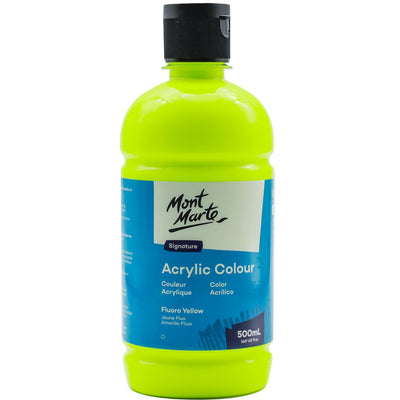 Mont Marte Signature Titanium White Acrylic Paint, 16.9oz (500ml), Semi-Matte Finish, 12 Colors, Suitable for Canvas, Wood, Fabric, Leather, Cardboard, Paper, MDF and Crafts
