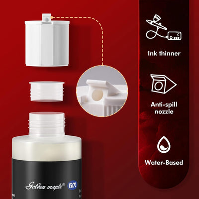 Golden Maple Airbrush Paint Thinner for Acrylic, Lacquer Paints - 6.76oz Fast-Drying Non-Toxic Solvent | Airbrush Flow Improver for Model Kit, Shoes, Plastic, Metal | Water-Based Acrylic Paint Thinner