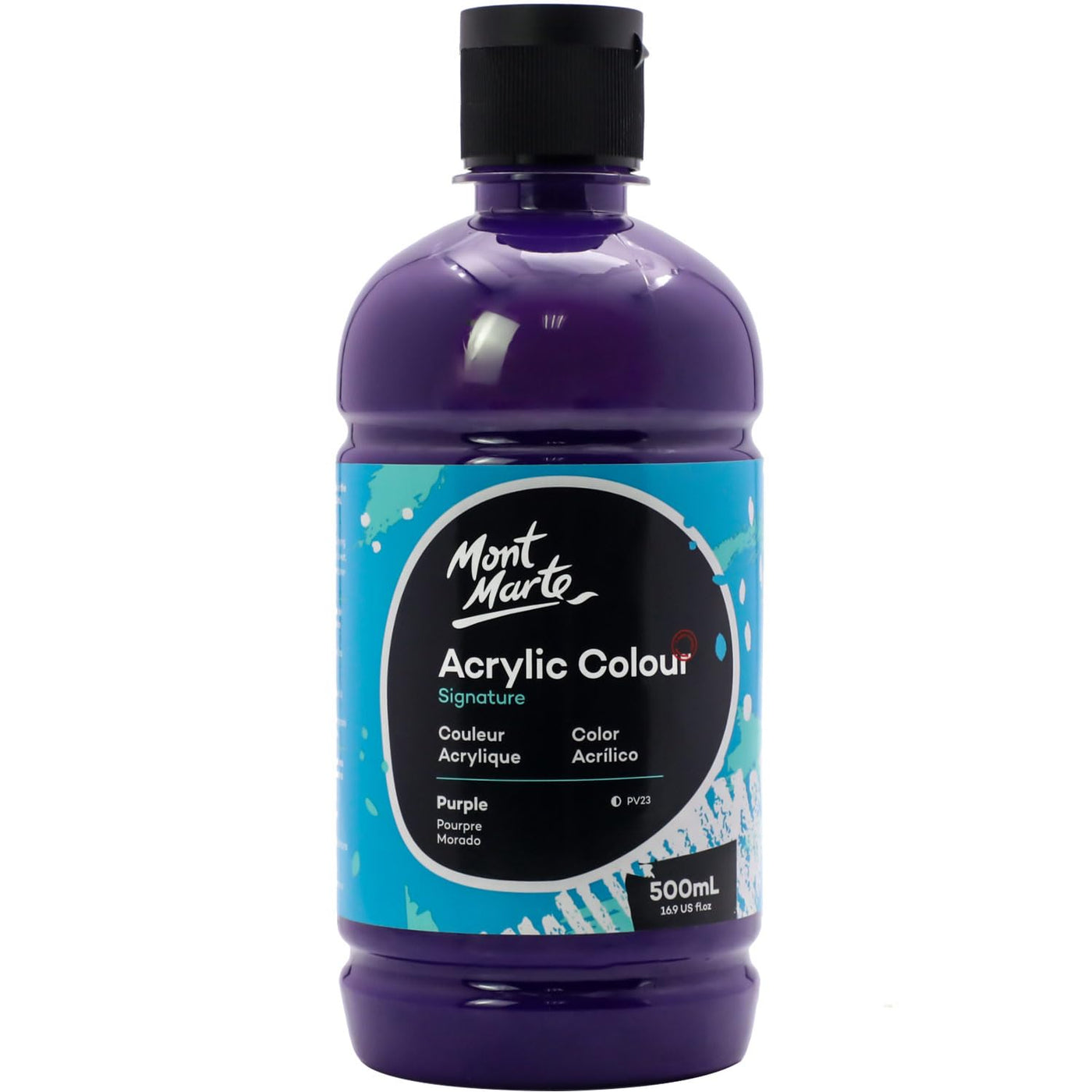 Mont Marte Signature Titanium White Acrylic Paint, 16.9oz (500ml), Semi-Matte Finish, 12 Colors, Suitable for Canvas, Wood, Fabric, Leather, Cardboard, Paper, MDF and Crafts