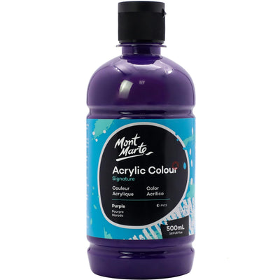 Mont Marte Signature Titanium White Acrylic Paint, 16.9oz (500ml), Semi-Matte Finish, 12 Colors, Suitable for Canvas, Wood, Fabric, Leather, Cardboard, Paper, MDF and Crafts