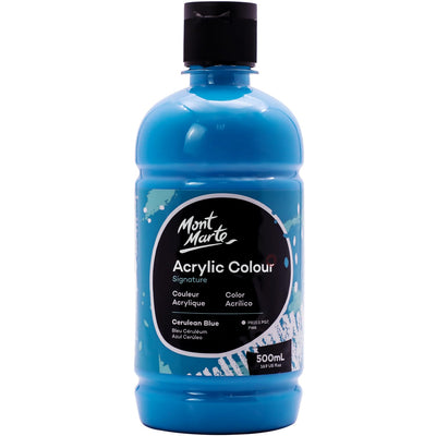 Mont Marte Signature Titanium White Acrylic Paint, 16.9oz (500ml), Semi-Matte Finish, 12 Colors, Suitable for Canvas, Wood, Fabric, Leather, Cardboard, Paper, MDF and Crafts