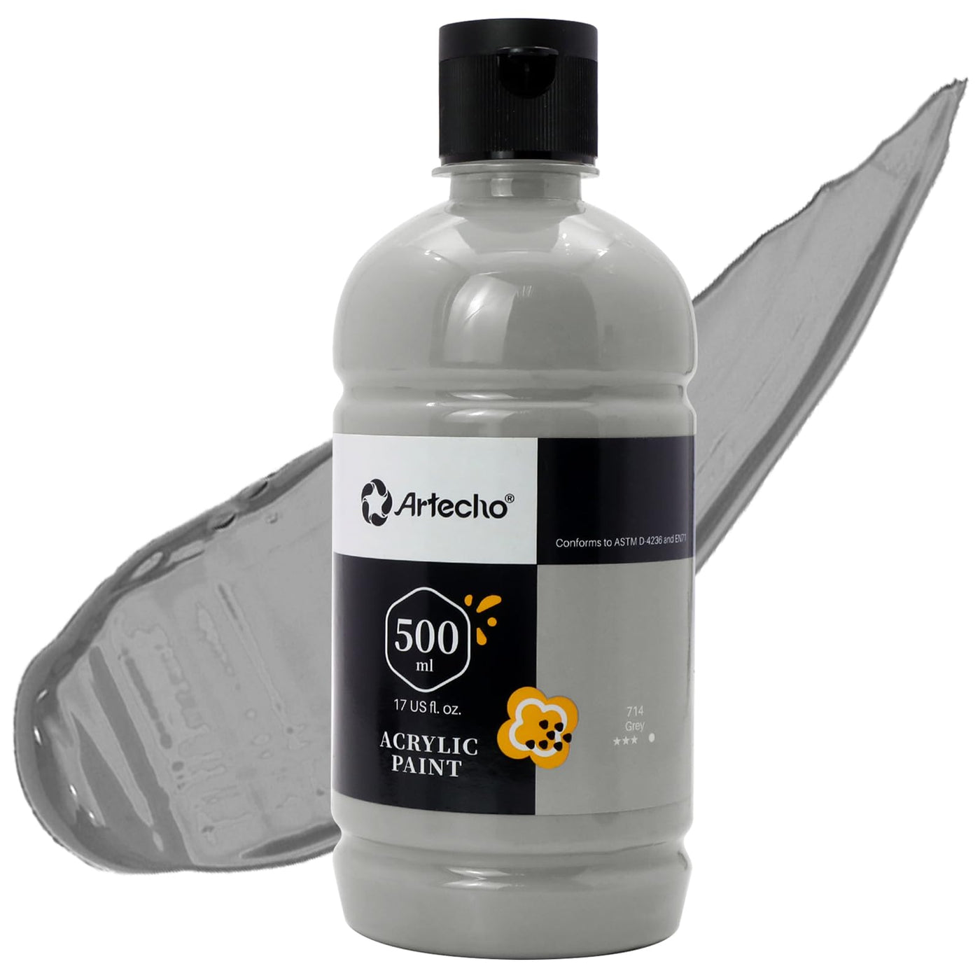 Artecho White Acrylic Paint Large Bottle 500ml / 17oz, White Craft Paint for Art Supplies, White Paint for Canvas, Rocks, Wood, Fabric, Ceramic, Non Toxic Paint
