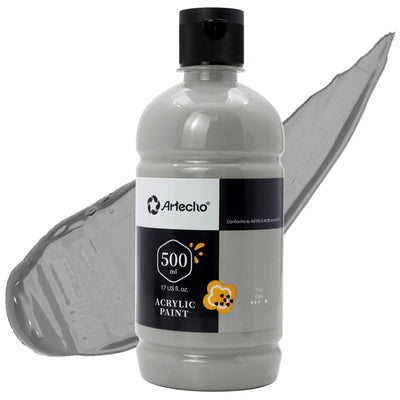 Artecho White Acrylic Paint Large Bottle 500ml / 17oz, White Craft Paint for Art Supplies, White Paint for Canvas, Rocks, Wood, Fabric, Ceramic, Non Toxic Paint