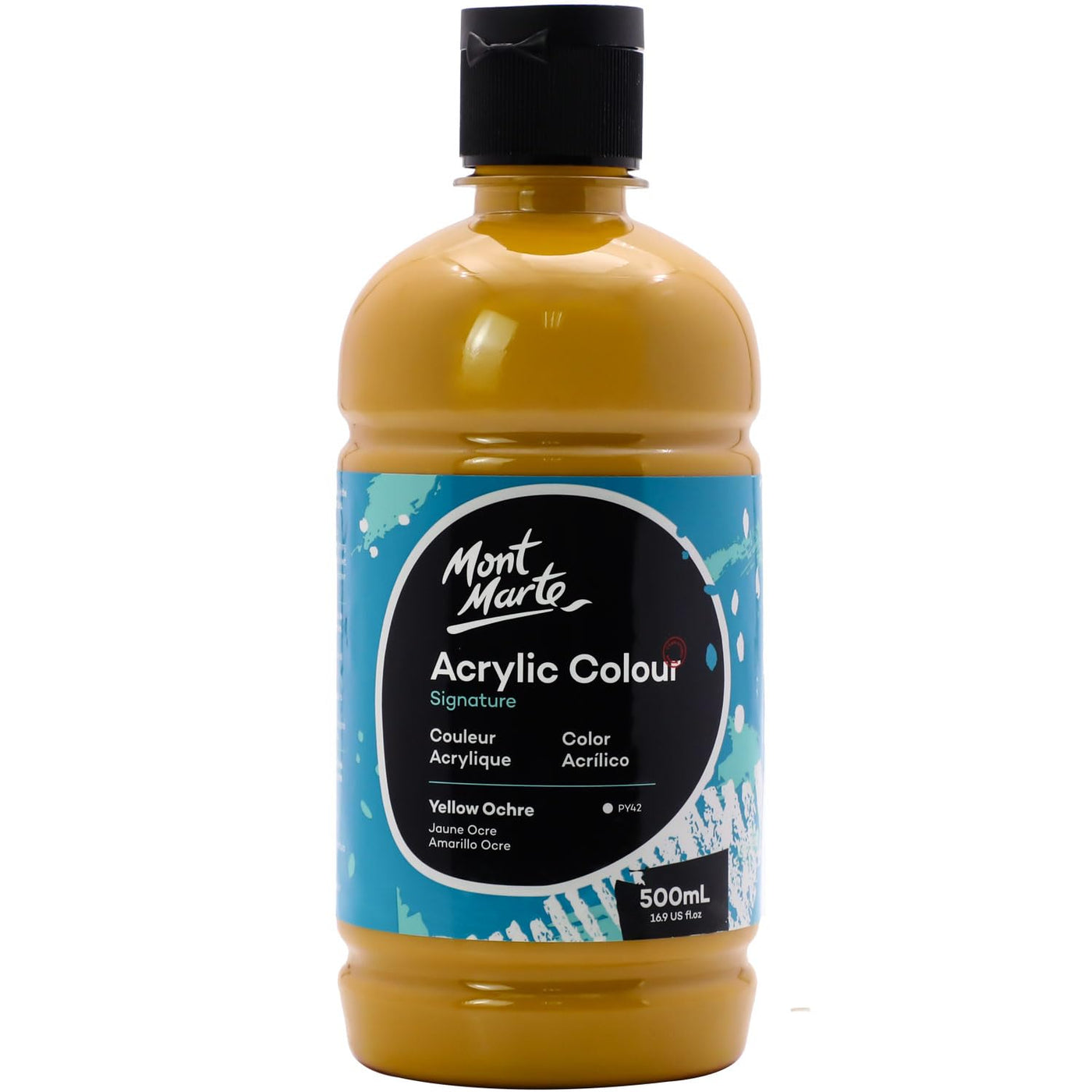 Mont Marte Signature Titanium White Acrylic Paint, 16.9oz (500ml), Semi-Matte Finish, 12 Colors, Suitable for Canvas, Wood, Fabric, Leather, Cardboard, Paper, MDF and Crafts