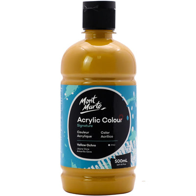 Mont Marte Signature Titanium White Acrylic Paint, 16.9oz (500ml), Semi-Matte Finish, 12 Colors, Suitable for Canvas, Wood, Fabric, Leather, Cardboard, Paper, MDF and Crafts