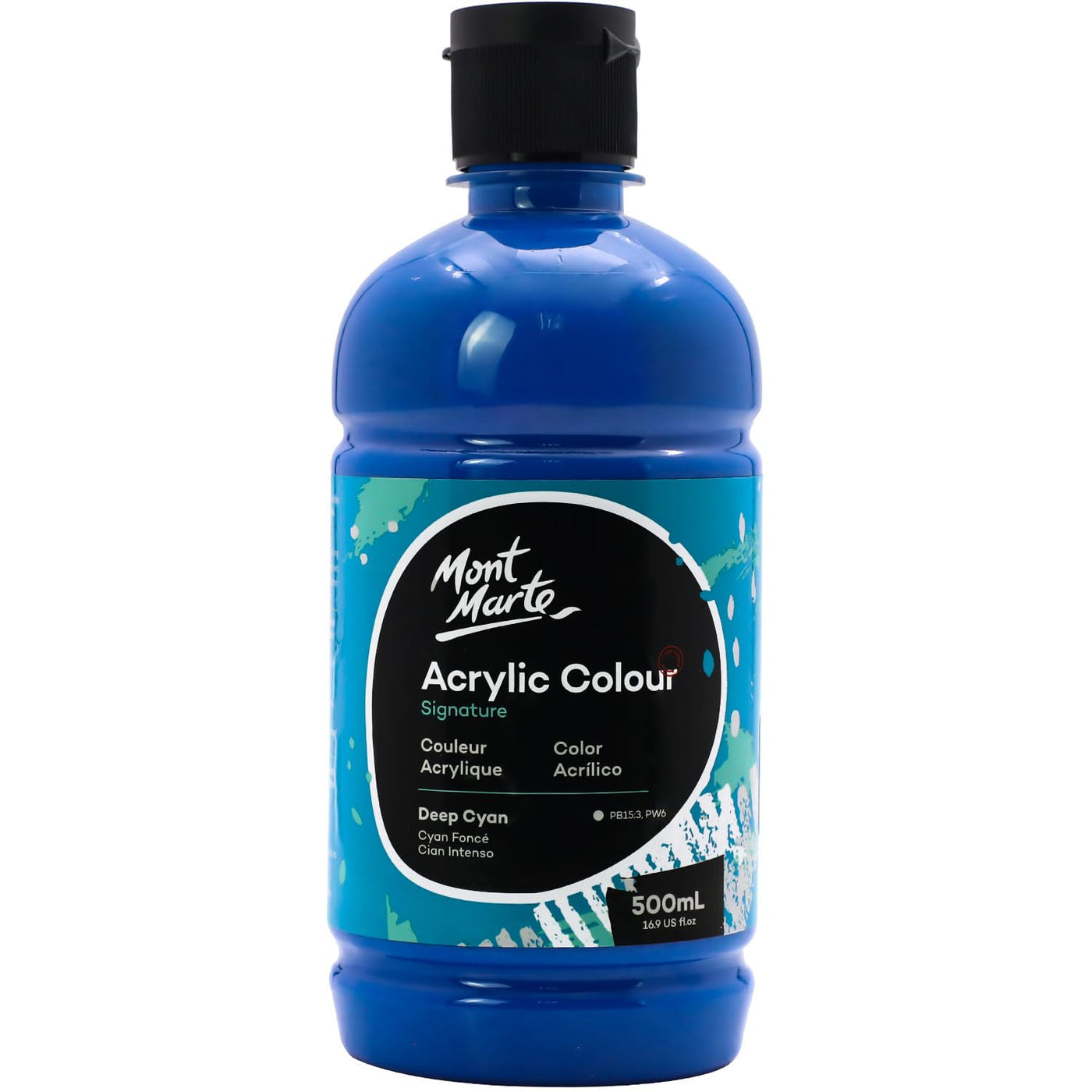 Mont Marte Signature Titanium White Acrylic Paint, 16.9oz (500ml), Semi-Matte Finish, 12 Colors, Suitable for Canvas, Wood, Fabric, Leather, Cardboard, Paper, MDF and Crafts