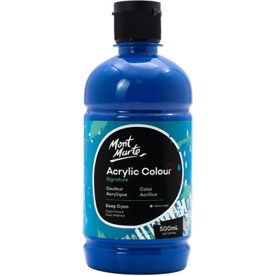 Mont Marte Signature Titanium White Acrylic Paint, 16.9oz (500ml), Semi-Matte Finish, 12 Colors, Suitable for Canvas, Wood, Fabric, Leather, Cardboard, Paper, MDF and Crafts