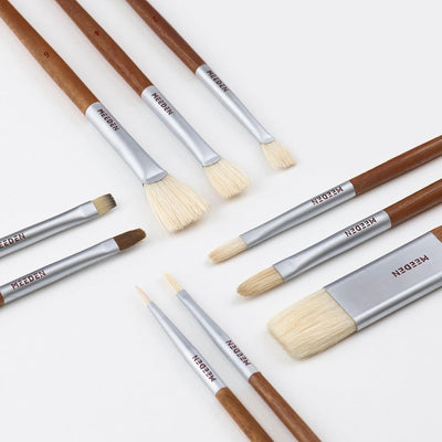 MEEDEN Artist Oil Paint Brush Set: 10 Pcs Hog Bristle Art Paint Brushes - Professional Oil Paint Brushes with Wood Long Handle - Perfect for Adults Canvas Painting