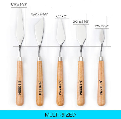 MEEDEN 5Pcs Palette Knife Set: Stainless Steel Painting Knives with Wood Handle - Pallet Knife Set for Oil Canvas Acrylic Painting Color Mixing