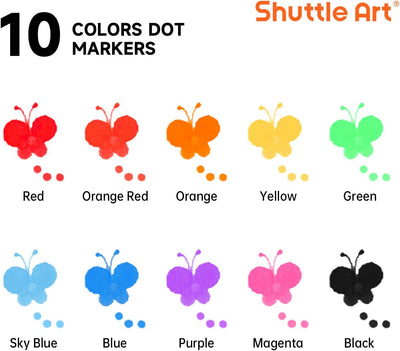 Shuttle Art Dot Markers, 10 Colors Washable Markers for Toddlers,Bingo Daubers Supplies Kids Preschool Children, Non Toxic Water-Based