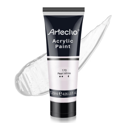 Artecho White Acrylic Paint, Titanium White Paint (120ml / 4.05oz) Tubes, Art Craft Paints for Canvas Painting, Rock, Stone, Wood, Fabric, Art Supplies