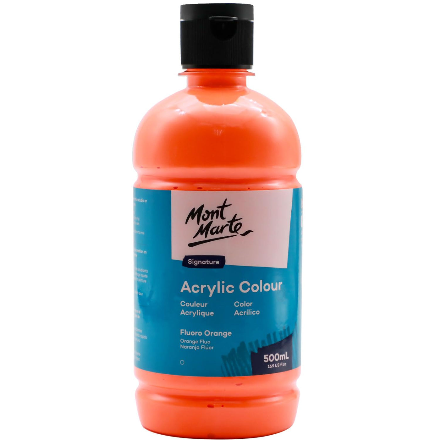 Mont Marte Signature Titanium White Acrylic Paint, 16.9oz (500ml), Semi-Matte Finish, 12 Colors, Suitable for Canvas, Wood, Fabric, Leather, Cardboard, Paper, MDF and Crafts