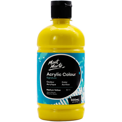 Mont Marte Signature Titanium White Acrylic Paint, 16.9oz (500ml), Semi-Matte Finish, 12 Colors, Suitable for Canvas, Wood, Fabric, Leather, Cardboard, Paper, MDF and Crafts