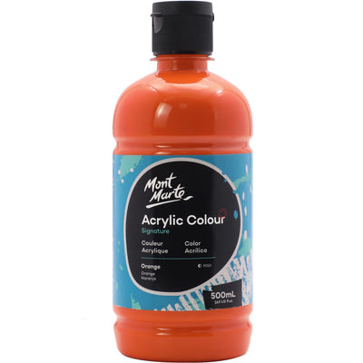 Mont Marte Signature Titanium White Acrylic Paint, 16.9oz (500ml), Semi-Matte Finish, 12 Colors, Suitable for Canvas, Wood, Fabric, Leather, Cardboard, Paper, MDF and Crafts