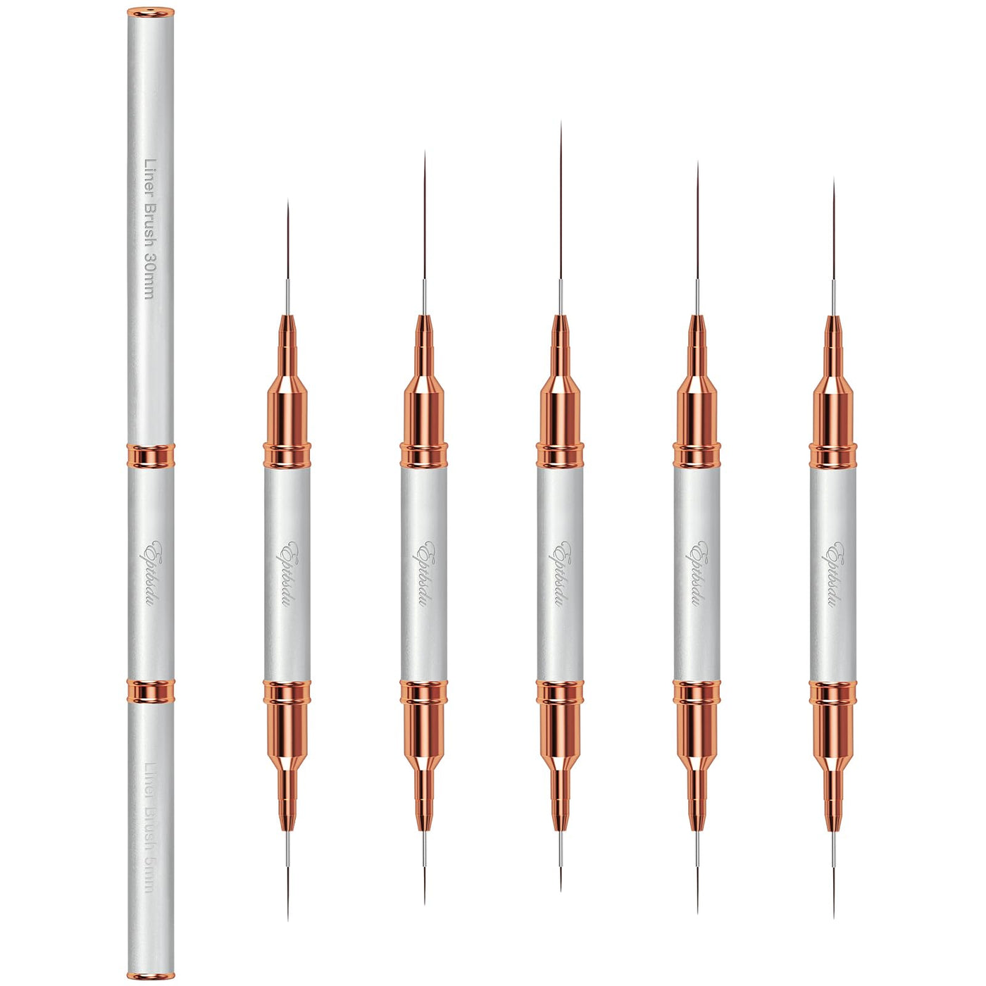 Nail Art Brushes, Double-Ended 10PCS Head Long Nail Art Liner Brushes Nail Design Brushes for Long Lines,Tiny Details,Fine Drawing Nail Brushes for Nail Art,Sizes 5/7/9/10/11/15/20/22/25/30