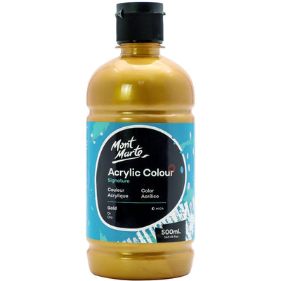 Mont Marte Signature Titanium White Acrylic Paint, 16.9oz (500ml), Semi-Matte Finish, 12 Colors, Suitable for Canvas, Wood, Fabric, Leather, Cardboard, Paper, MDF and Crafts