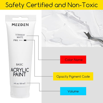MEEDEN Titanium White Acrylic Paint, Heavy Body, Large Valume 2 x 120ml/2 fl oz