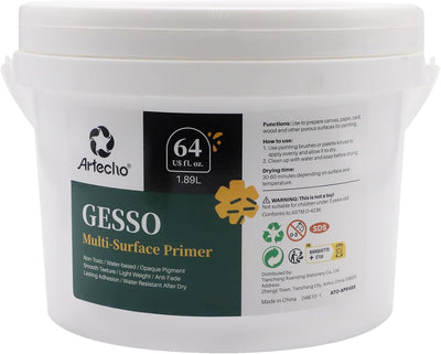 Artecho Gesso 64oz / 1.89L, White Gesso Primer for Acrylic Painting, Oil Painting