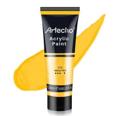 Artecho White Acrylic Paint, Titanium White Paint (120ml / 4.05oz) Tubes, Art Craft Paints for Canvas Painting, Rock, Stone, Wood, Fabric, Art Supplies