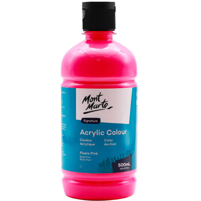 Mont Marte Signature Titanium White Acrylic Paint, 16.9oz (500ml), Semi-Matte Finish, 12 Colors, Suitable for Canvas, Wood, Fabric, Leather, Cardboard, Paper, MDF and Crafts