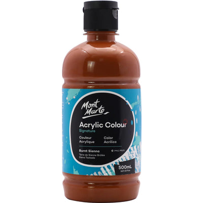 Mont Marte Signature Titanium White Acrylic Paint, 16.9oz (500ml), Semi-Matte Finish, 12 Colors, Suitable for Canvas, Wood, Fabric, Leather, Cardboard, Paper, MDF and Crafts