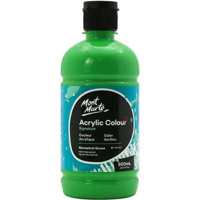 Mont Marte Signature Titanium White Acrylic Paint, 16.9oz (500ml), Semi-Matte Finish, 12 Colors, Suitable for Canvas, Wood, Fabric, Leather, Cardboard, Paper, MDF and Crafts