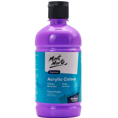 Mont Marte Signature Titanium White Acrylic Paint, 16.9oz (500ml), Semi-Matte Finish, 12 Colors, Suitable for Canvas, Wood, Fabric, Leather, Cardboard, Paper, MDF and Crafts