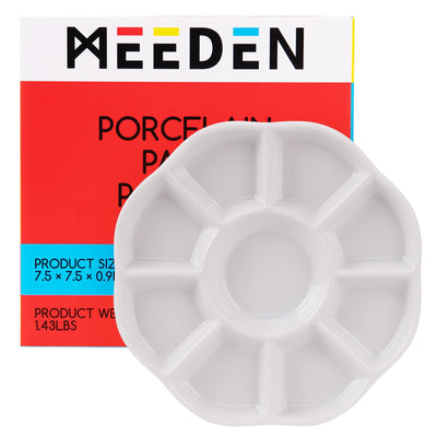 MEEDEN 7-Well Studio Porcelain Paint Palette Tray,Artist Mixing Colour Tray by 4-3/4 Inches for Watercolor Gouache Painting,Round,White