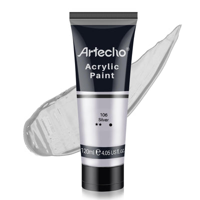 Artecho White Acrylic Paint, Titanium White Paint (120ml / 4.05oz) Tubes, Art Craft Paints for Canvas Painting, Rock, Stone, Wood, Fabric, Art Supplies