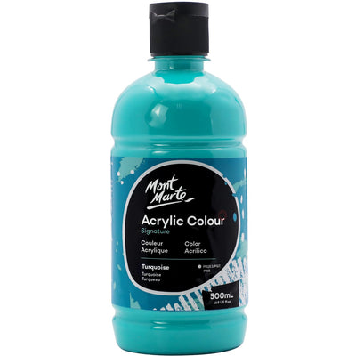 Mont Marte Signature Titanium White Acrylic Paint, 16.9oz (500ml), Semi-Matte Finish, 12 Colors, Suitable for Canvas, Wood, Fabric, Leather, Cardboard, Paper, MDF and Crafts