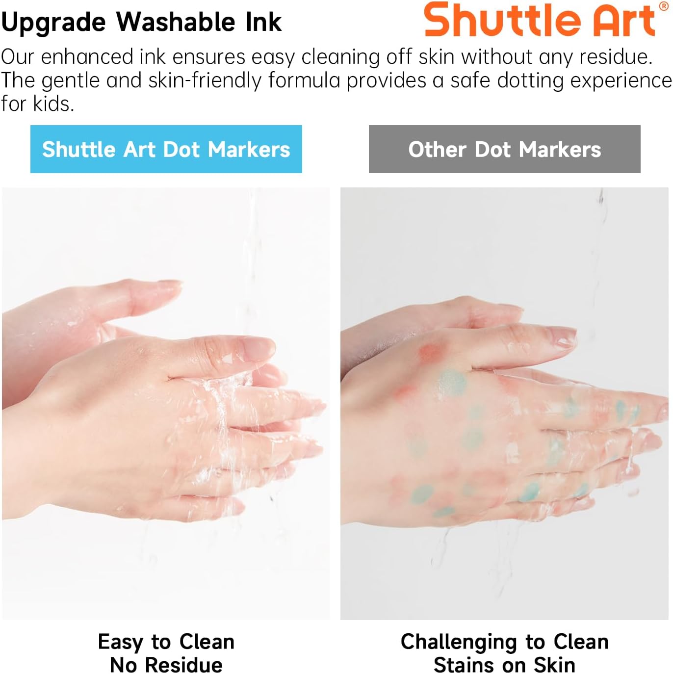 Shuttle Art Dot Markers, 10 Colors Washable Markers for Toddlers,Bingo Daubers Supplies Kids Preschool Children, Non Toxic Water-Based
