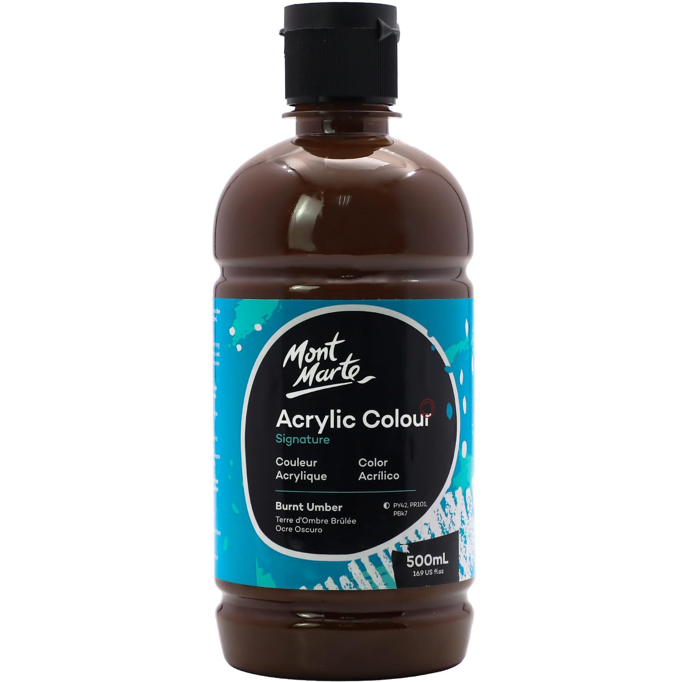 Mont Marte Signature Titanium White Acrylic Paint, 16.9oz (500ml), Semi-Matte Finish, 12 Colors, Suitable for Canvas, Wood, Fabric, Leather, Cardboard, Paper, MDF and Crafts
