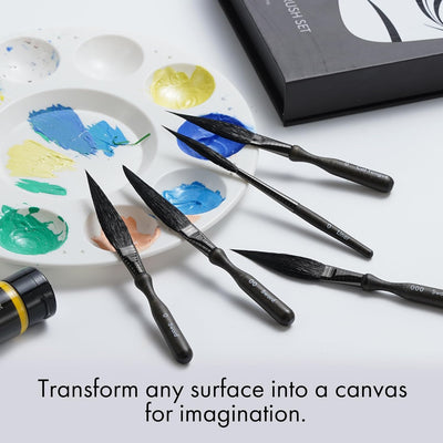 ARTIFY 5-Piece Pinstriping Brush Set, Mixed Squirrel & Goat Hair, Professional Detail Script Liner, Scroll, Sword, Dagger, Striper for Lettering & Detailing