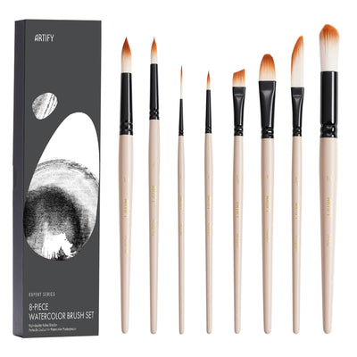 ARTIFY Watercolor Brush Set, 17 Pcs Professional Paint Brushes with Case for Beginners and Artists, Various Shapes, Optimized Hairs for Watercolor, Gouache, Ink, Tempera, and Fabric Painting