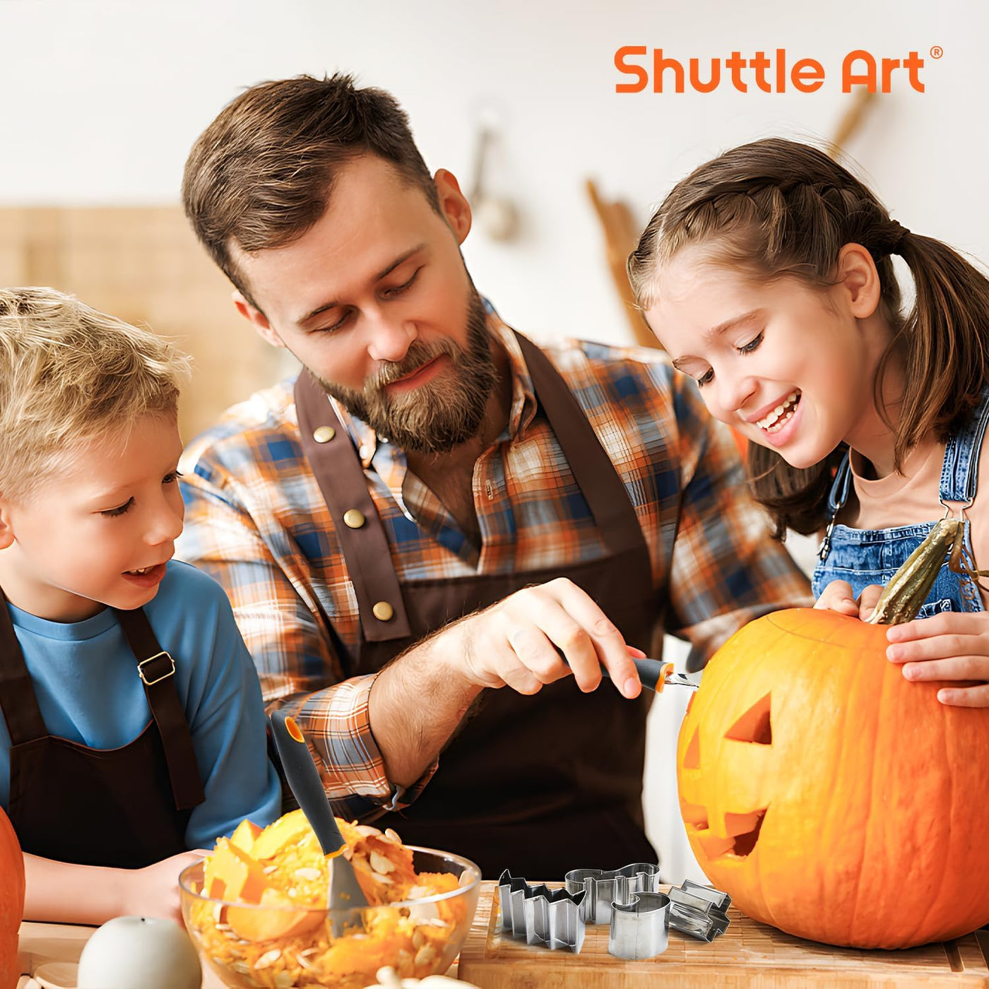 Shuttle Art 40PCS Pumpkin Carving Kit, 22 PCS Stainless Steel Pumpkin Carving Stencils with 15 Electronic Candles & 3 Carving Tools, Easy Safe Fun and Durable for Kids Adults Pumpkin Carving