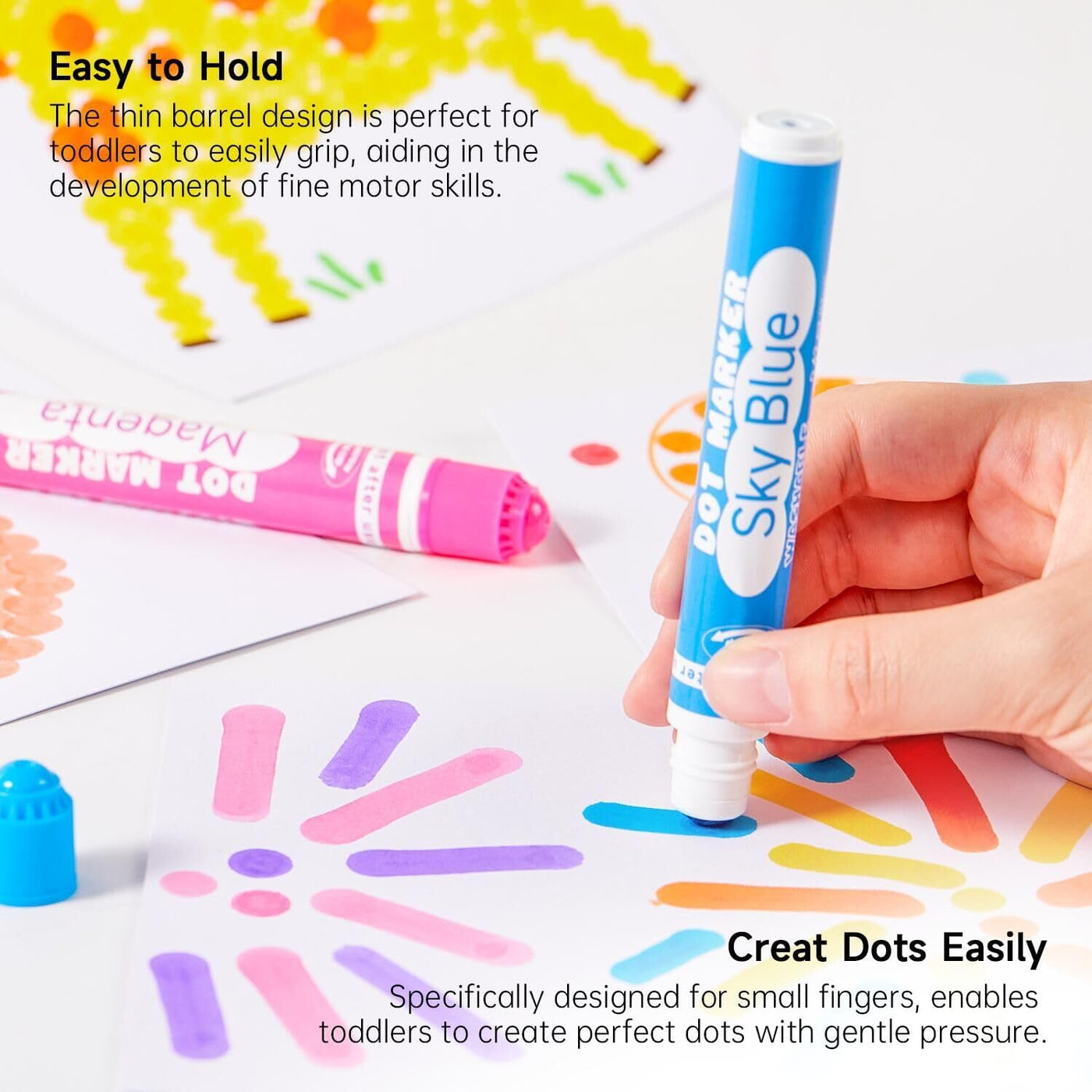 Shuttle Art Dot Markers, 10 Colors Washable Markers for Toddlers,Bingo Daubers Supplies Kids Preschool Children, Non Toxic Water-Based