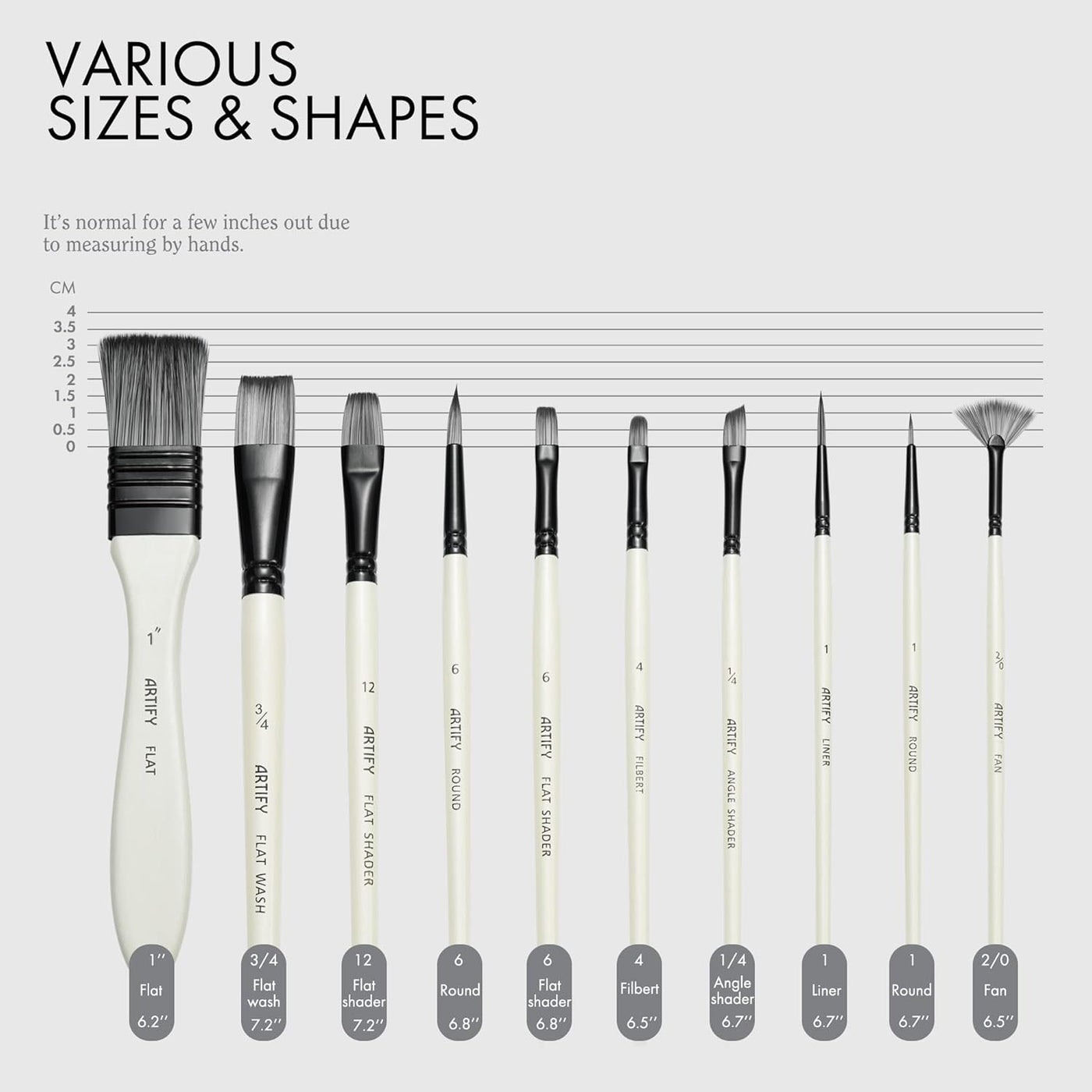 ARTIFY Paint Brush Set, 10 Pieces Paint Brushes for Acrylic Painting with case, Nylon Hair Brushes for Acrylic, Watercolor, Oil and Gouache Painting, White