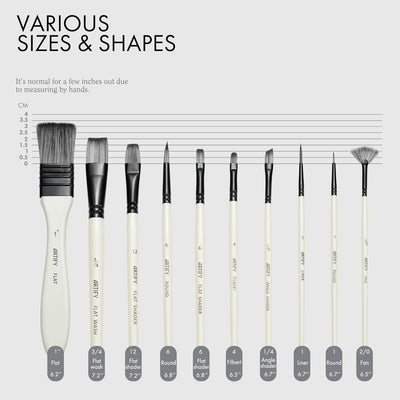 ARTIFY Paint Brush Set, 10 Pieces Paint Brushes for Acrylic Painting with case, Nylon Hair Brushes for Acrylic, Watercolor, Oil and Gouache Painting, White