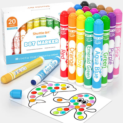 Shuttle Art Dot Markers, 10 Colors Washable Markers for Toddlers,Bingo Daubers Supplies Kids Preschool Children, Non Toxic Water-Based