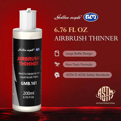 Golden Maple Airbrush Paint Thinner for Acrylic, Lacquer Paints - 6.76oz Fast-Drying Non-Toxic Solvent | Airbrush Flow Improver for Model Kit, Shoes, Plastic, Metal | Water-Based Acrylic Paint Thinner