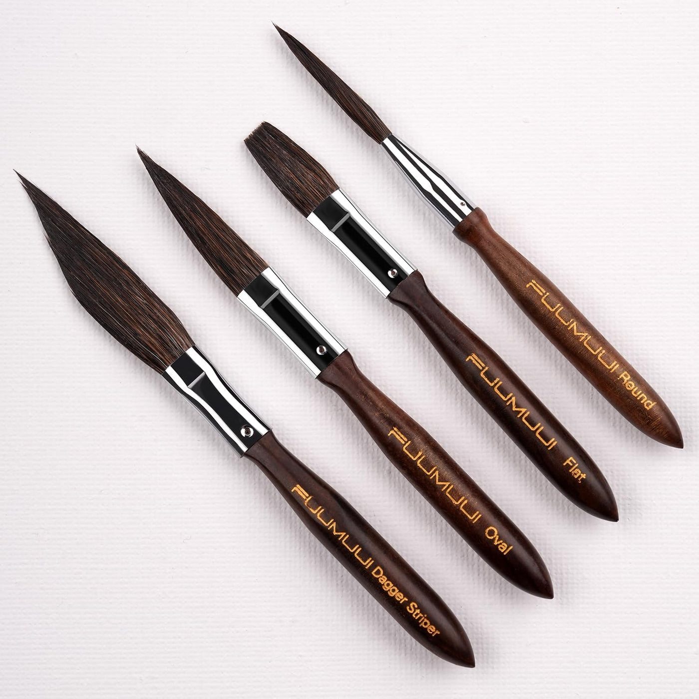 Fuumuui 4pcs Squirrel Hair Brush Set - Detail Script Liner, Scroll, Sword & Dagger Striper Brushes