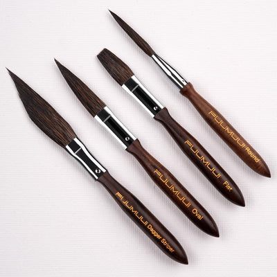 Fuumuui 4pcs Squirrel Hair Brush Set - Detail Script Liner, Scroll, Sword & Dagger Striper Brushes